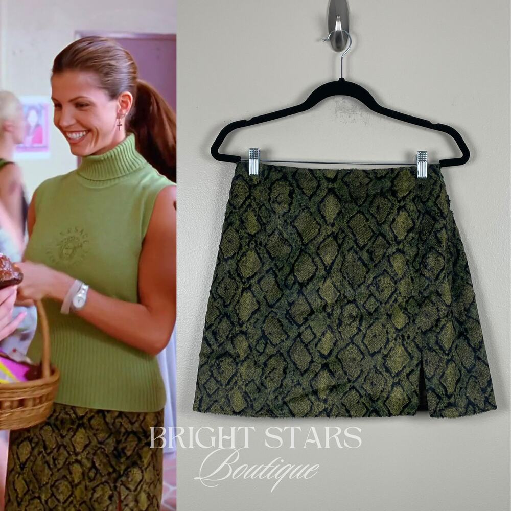 Extremely Rare Green Snakeskin Print Skirt ASO Cordelia Buffy The Vampire Slayer